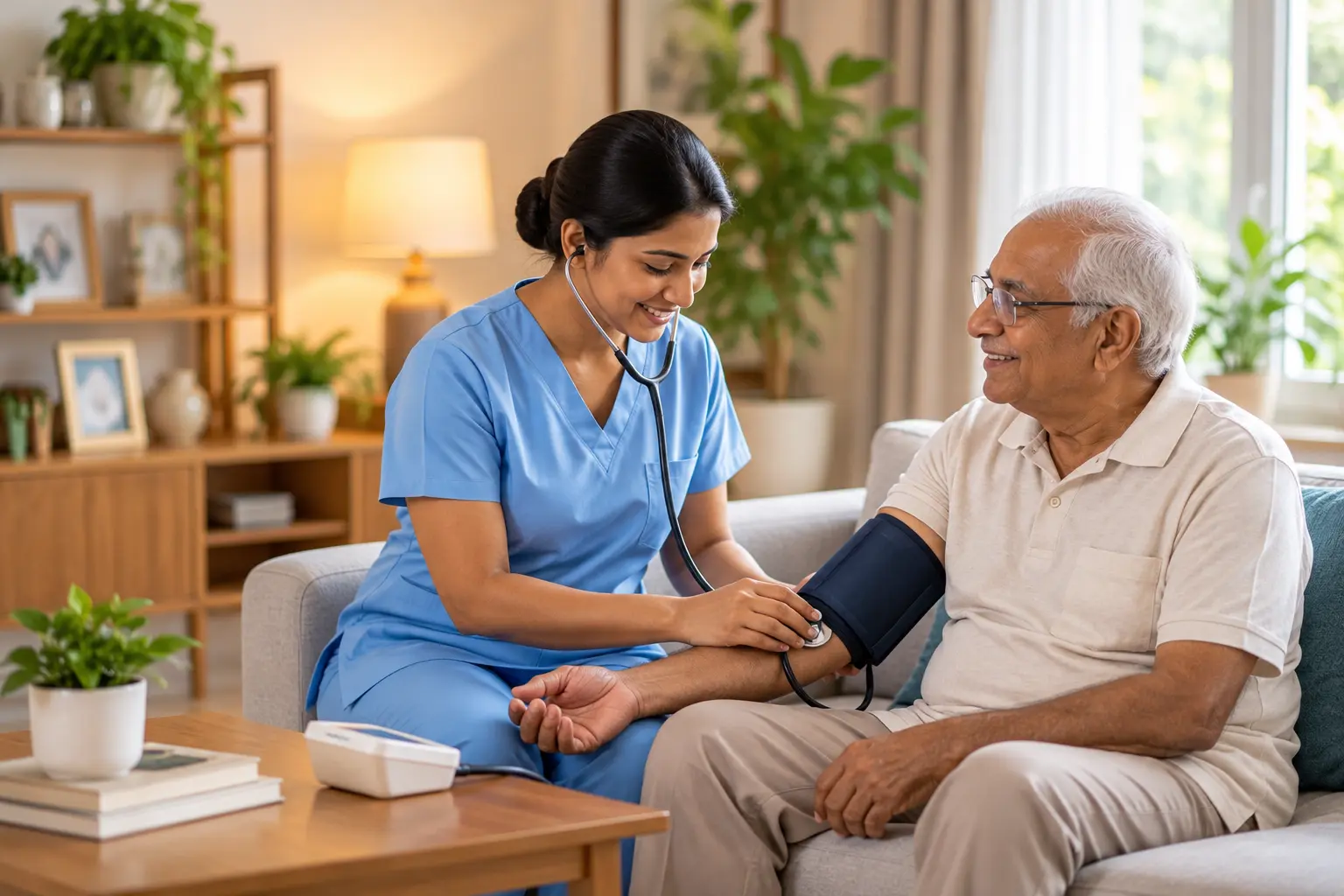 Nurse providing compassionate home care